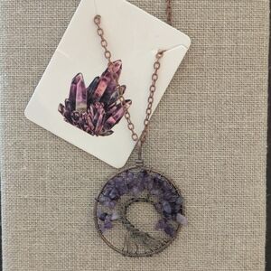 Handmade Purple Amethyst Tree of Life Necklace - Women's Jewelry New